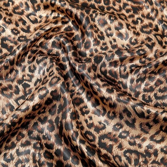 35 Inch Silk Head Scarf 2 Pcs Leopard + Black - Picture 6 of 7